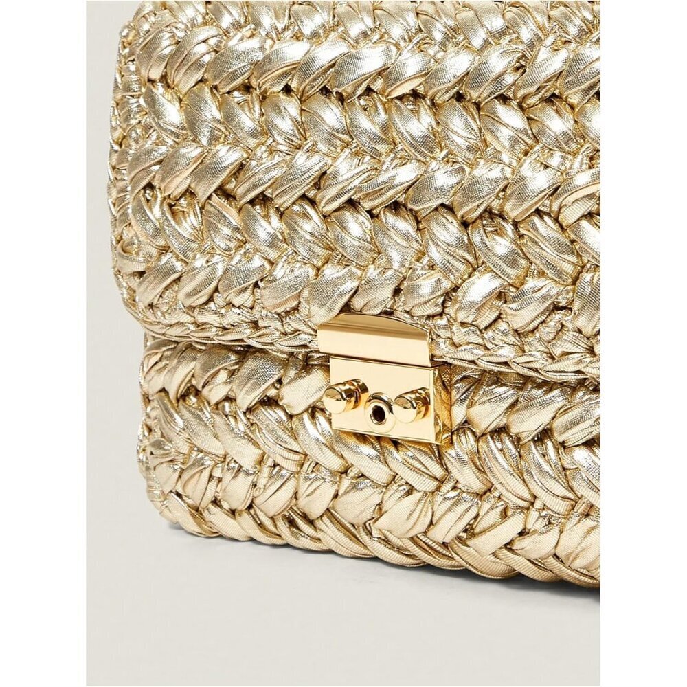 Women's Summer Metallic Straw Woven Crossbody Bag Small Party Handbag - Picture 5 of 6